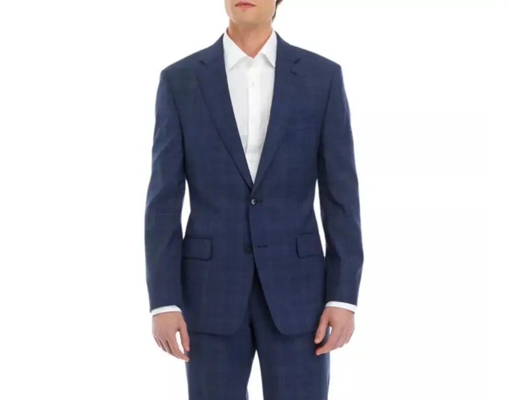 Michael kors blue plaid suit jacket size 38 S